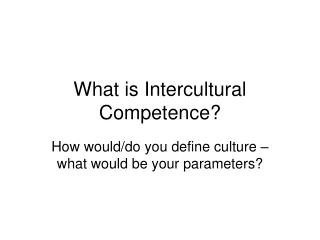 What is Intercultural Competence?
