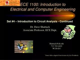 ECE 1100: Introduction to Electrical and Computer Engineering