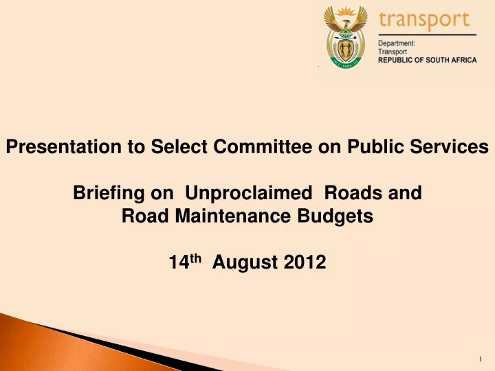 presentation to select committee on public