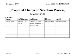 [Proposed Change to Selection Process]