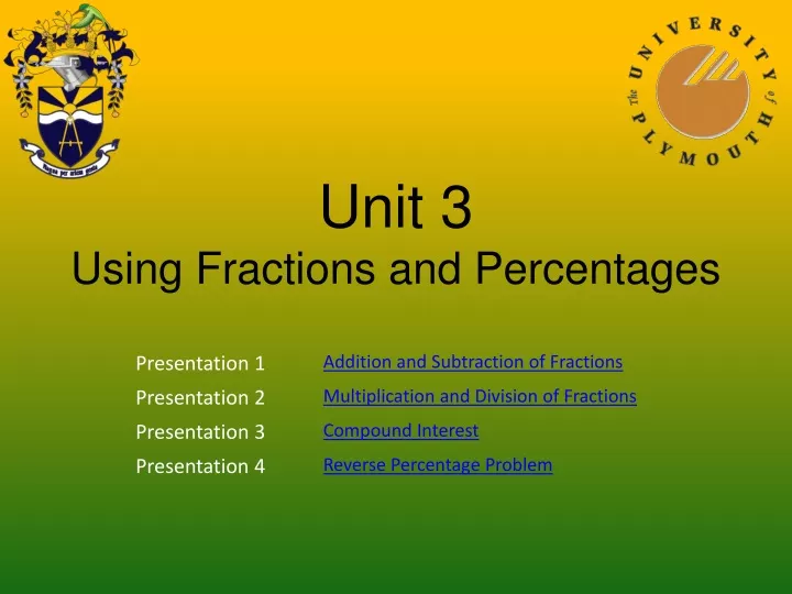 unit 3 using fractions and percentages