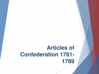 Articles of Confederation 1781-1789