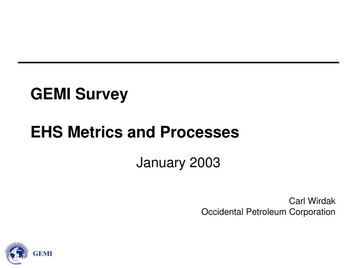 gemi survey ehs metrics and processes