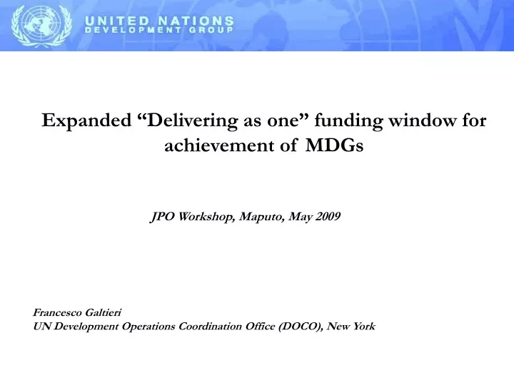 expanded delivering as one funding window for achievement of mdgs