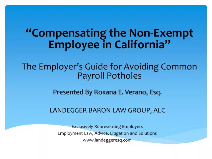 compensating the non exempt employee