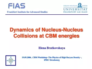 Dynamics of Nucleus-Nucleus Collisions at CBM energies