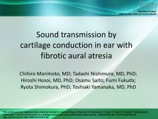 Sound transmission by  cartilage conduction in ear with  fibrotic aural atresia