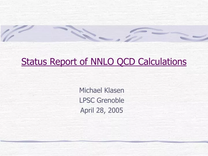 status report of nnlo qcd calculations