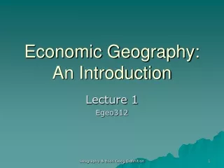 Economic Geography: An Introduction