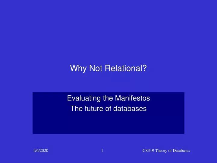 why not relational