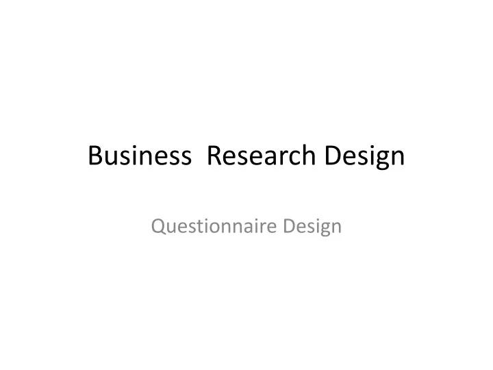 business research design