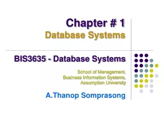 BIS3635 - Database Systems School of Management,  Business Information Systems,