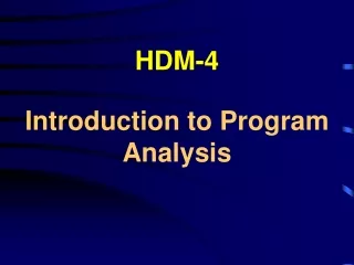 HDM-4 Introduction to Program Analysis