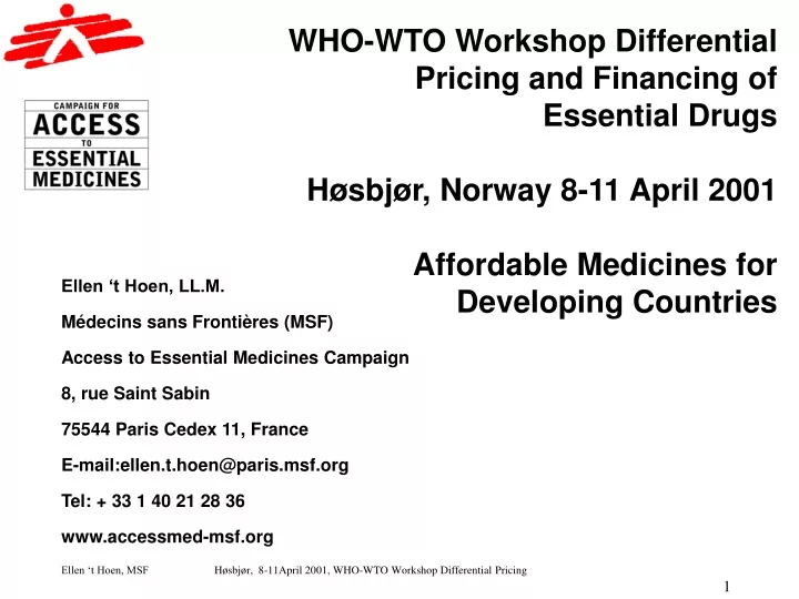 who wto workshop differential pricing