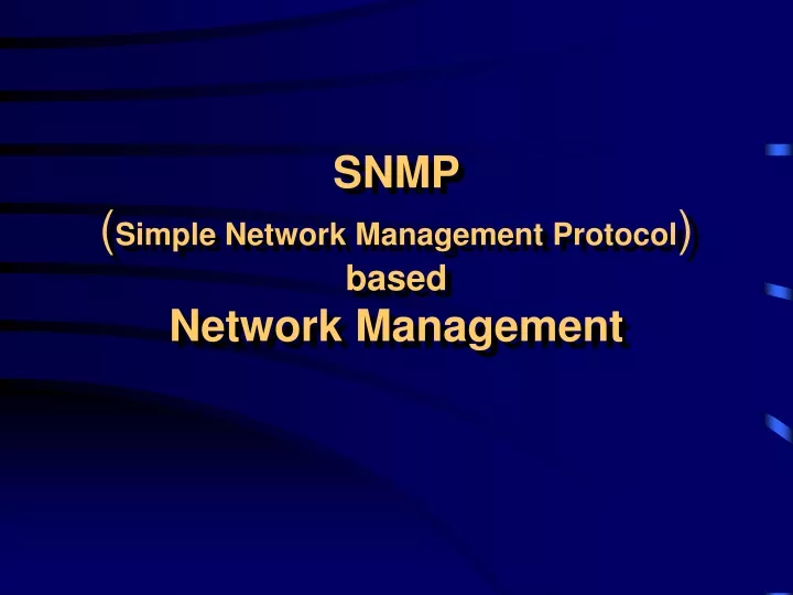 snmp simple network management protocol based network management