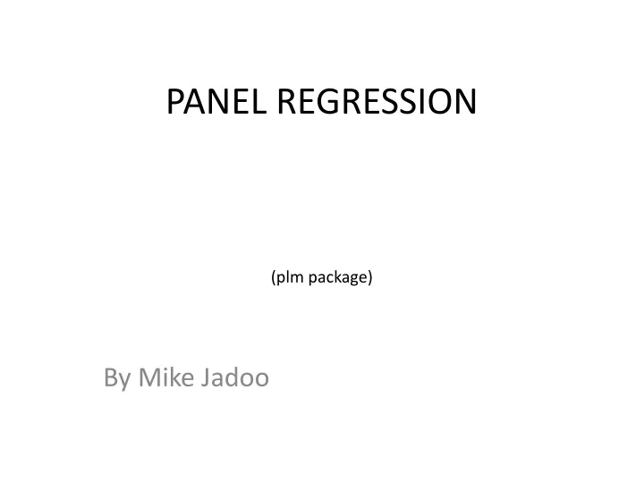 panel regression plm package