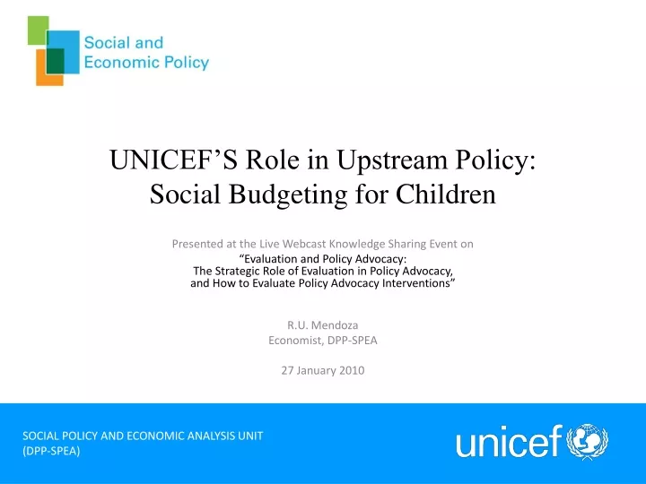 unicef s role in upstream policy social budgeting for children