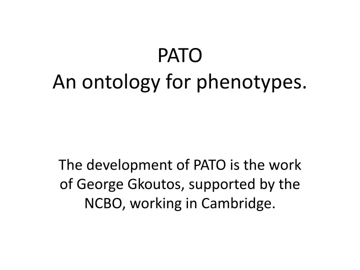 pato an ontology for phenotypes