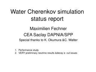 Water Cherenkov simulation status report