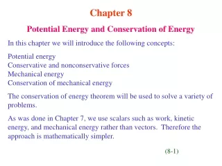 Chapter 8 Potential Energy and Conservation of Energy
