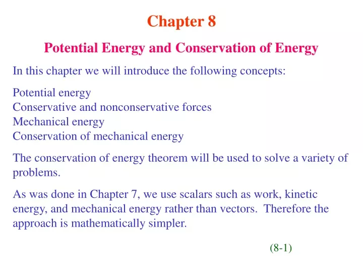 chapter 8 potential energy and conservation