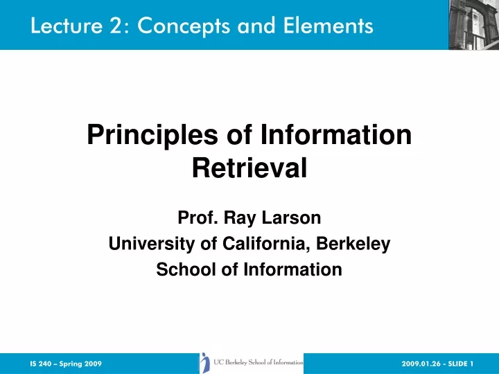 prof ray larson university of california berkeley school of information