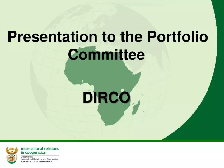 presentation to the portfolio committee dirco