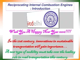 Reciprocating Internal Combustion Engines : Introduction