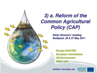 3) a. Reform of the Common Agricultural Policy (CAP)