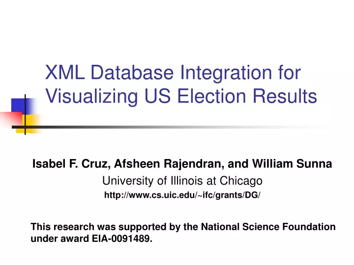 xml database integration for visualizing us election results