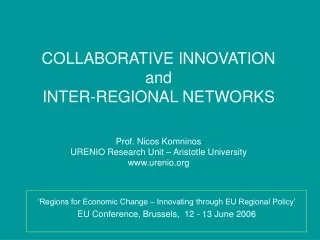 ‘Regions for Economic Change – Innovating through EU Regional Policy’