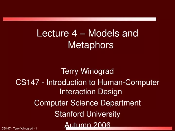 lecture 4 models and metaphors terry winograd