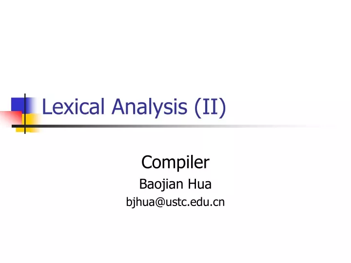 lexical analysis ii