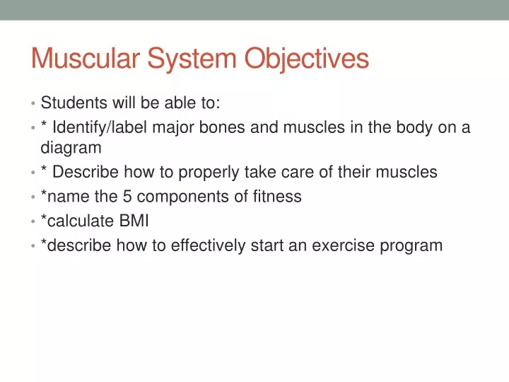 muscular system objectives