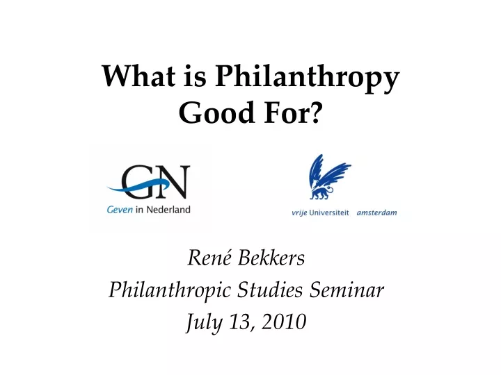 what is philanthropy good for