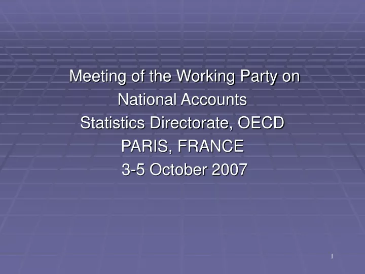 meeting of the working party on national accounts