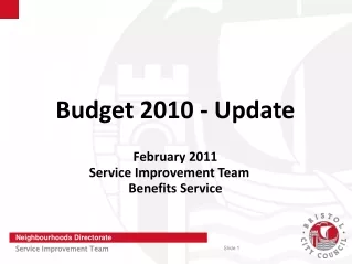 Budget 2010 - Update