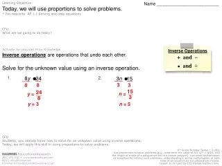 Today, we will use proportions to solve problems.