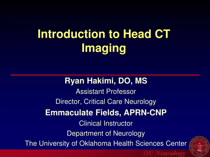 introduction to head ct imaging