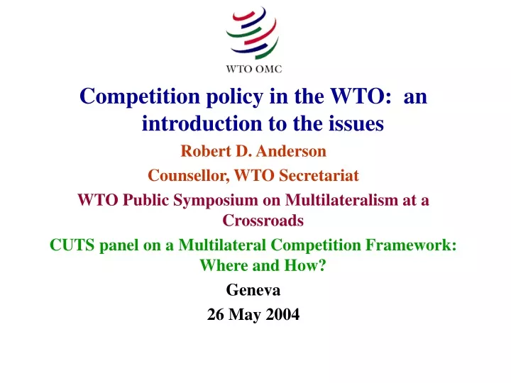 competition policy in the wto an introduction