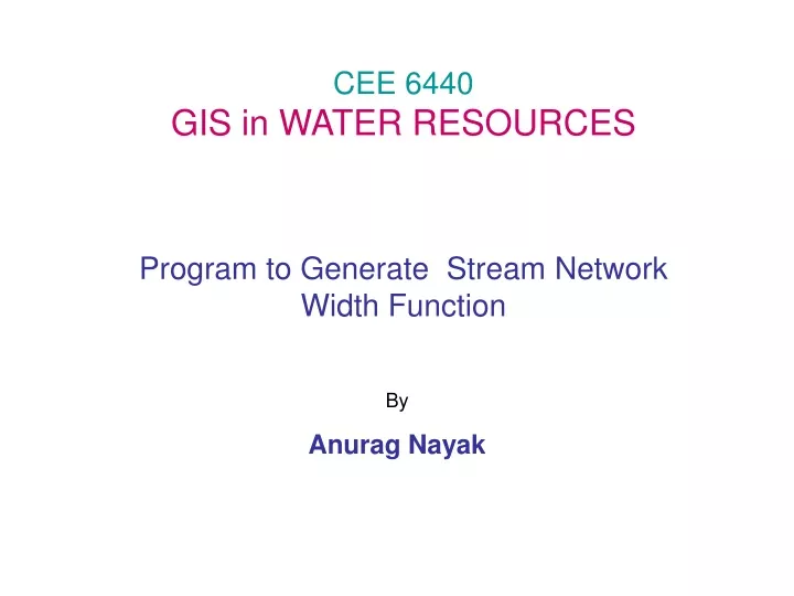 cee 6440 gis in water resources