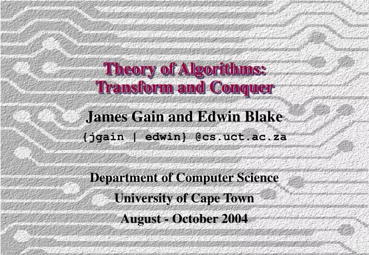 theory of algorithms transform and conquer