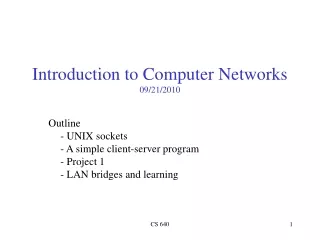 Introduction to Computer Networks 09/21/2010