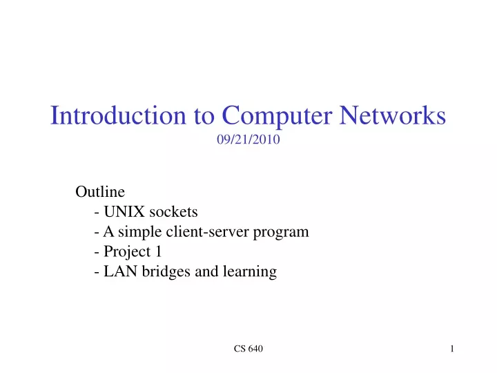 introduction to computer networks 09 21 2010