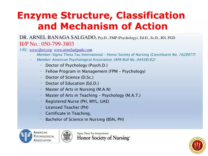 enzyme structure classification and mechanism