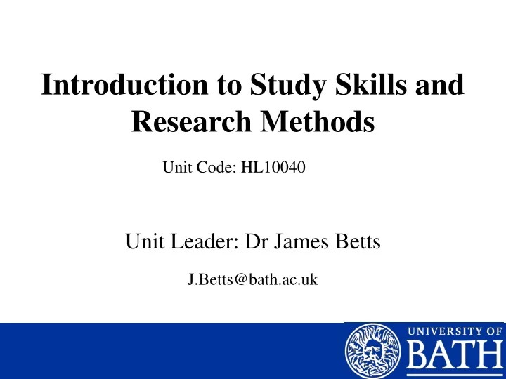 introduction to study skills and research methods