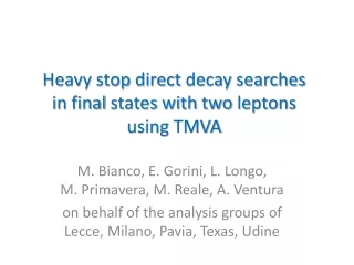 Heavy  stop  direct decay searches  in  final states with two leptons using  TMVA