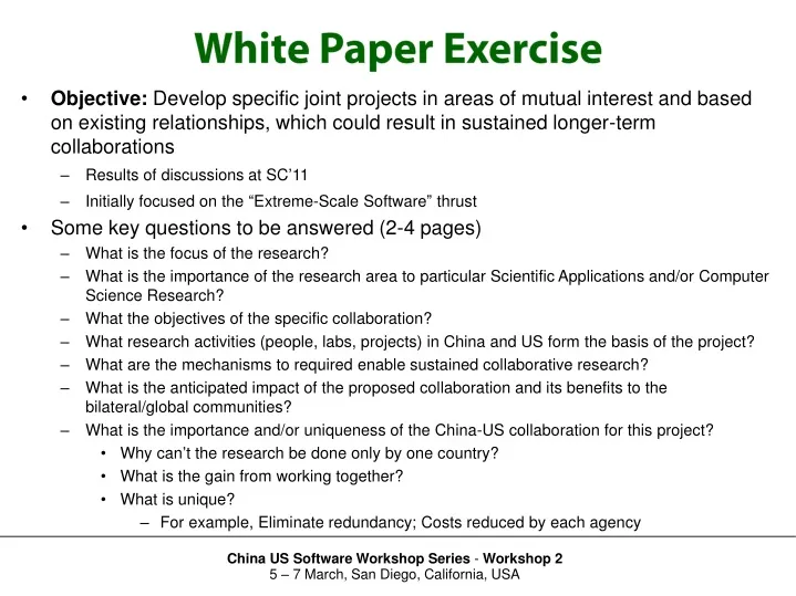 white paper exercise