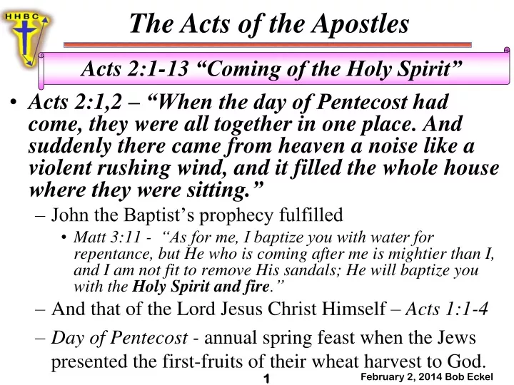 acts 2 1 2 when the day of pentecost had come