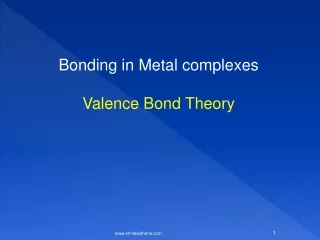 Bonding in Metal complexes Valence Bond Theory